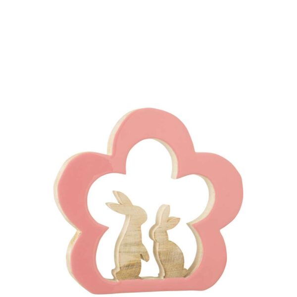 FLOWER WITH BUNNY WOOD PINK
