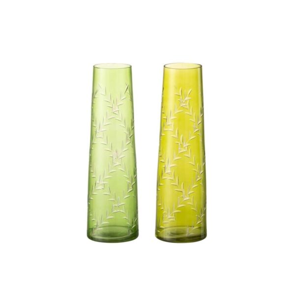 VASE LEAVES GLASS GREEN LARGE ASSORTMENT OF 2