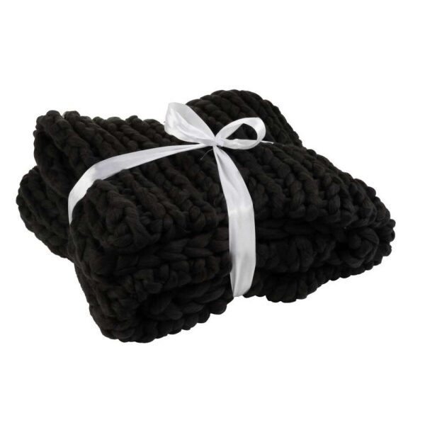 PLAID KNITTED ACRYLIC BLACK