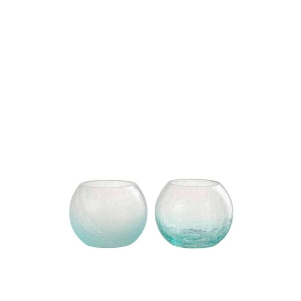 HURRICANE ORB CRAQUELURE GLASS BLUE SMALL ASSORTMENT OF 2