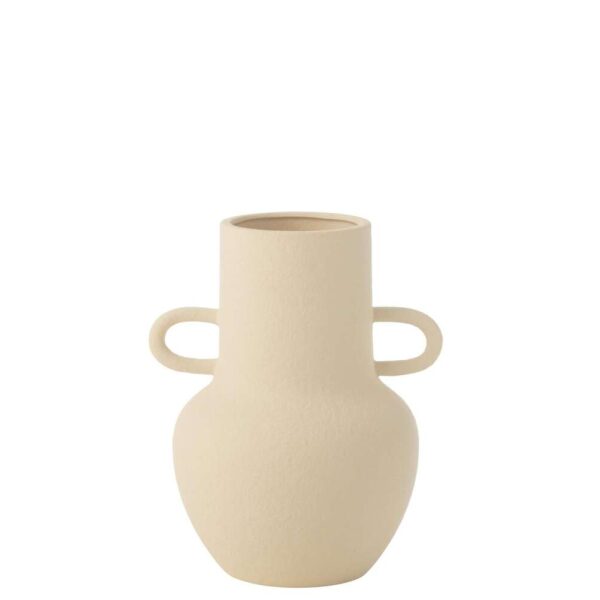 VASE JUG 2 HANDLES STONEWARE BEIGE SMALL