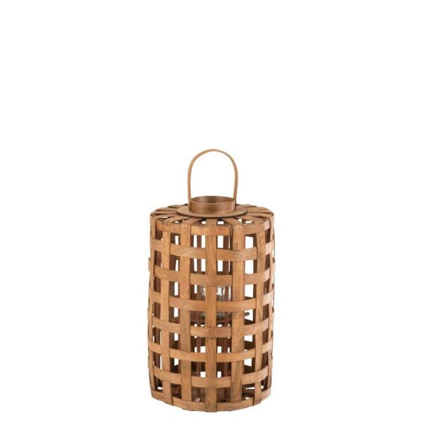 LANTERN CYLINDER POPLAR WOOD BROWN