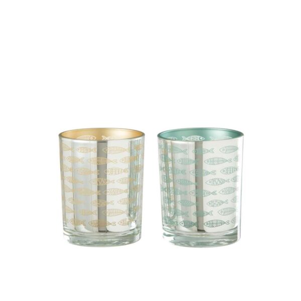 HURRICANE FISH GLASS BEIGE/BLUE SMALL ASSORTIMENT OF 2