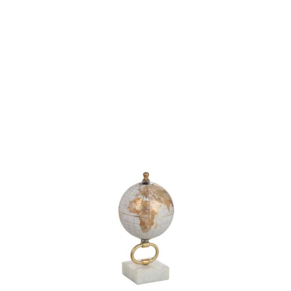 GLOBE ON FOOT MARBLE WHITE/METAL GOLD EXTRA SMALL