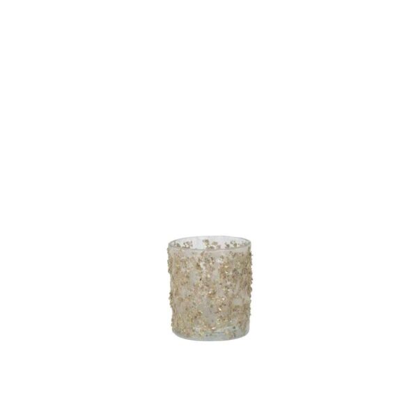 TEALIGHT HOLDER GLITTER CHAMPAGNE SMALL