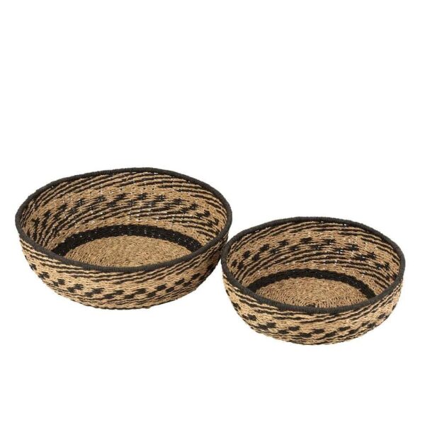 SET OF 2 BASKET LOW SEAGRASS NATURAL/BLACK