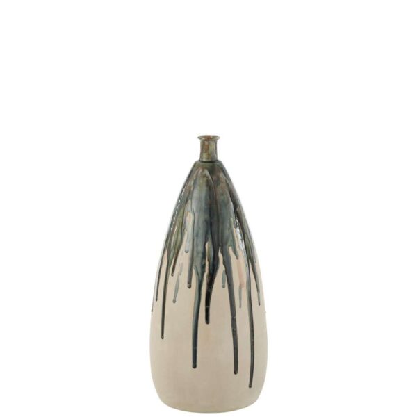 VASE PAINT CERAMIC NATURAL/GREEN SMALL