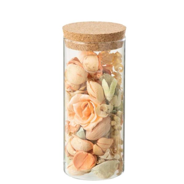 DRIED FLOWER+PINEWOOD PEACH BELANI IN POT GLASS ORANGE