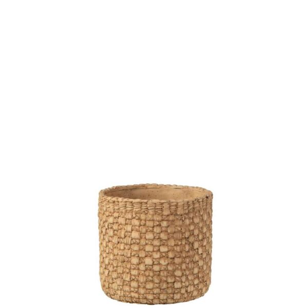 FLOWERPOT WOVEN CEMENT BEIGE MEDIUM
