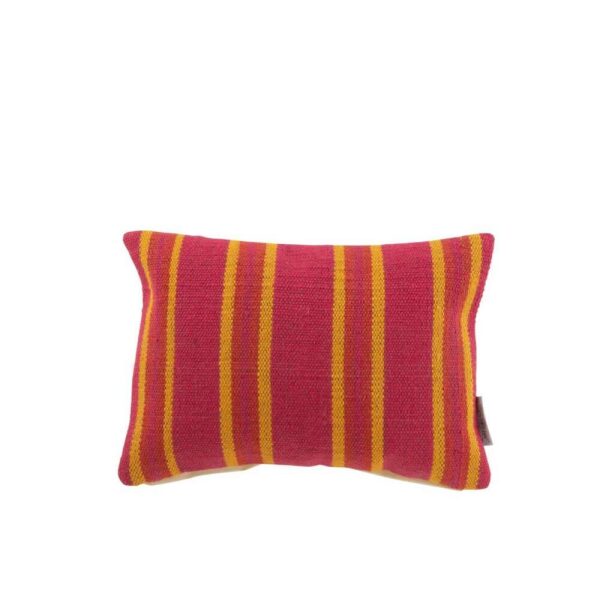 CUSHION RECTANGLE ANNA FINE GROOVES JUTE PINK / YELLOW