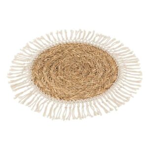 COASTER ROUND GRASS/COTTON NATURAL/WHITE