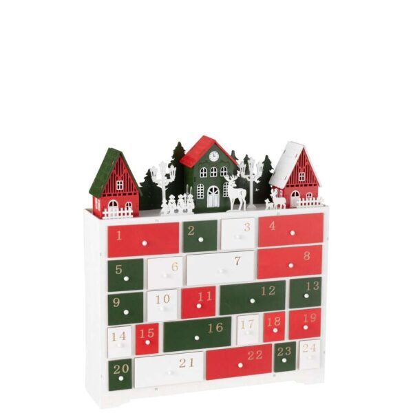 DECO WINTER LED CUPBOARD+HOUSES WOOD MIX