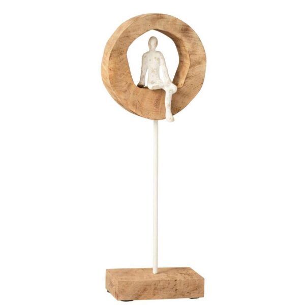FIGURE THINKER RING HIGH MANGO WOOD/ALUMINIUM NATURAL/WHITE