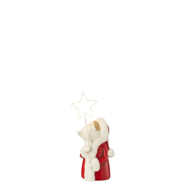SANTA LED STAR RESIN WHITE/RED SMALL