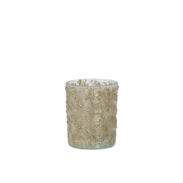 TEALIGHT HOLDER GLITTER CHAMPAGNE LARGE