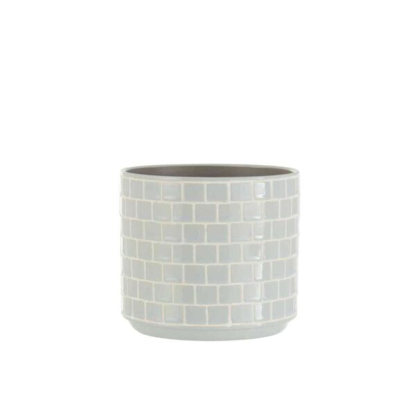 FLOWERPOT SHINY SQUARE CERAMIC BLUE LARGE