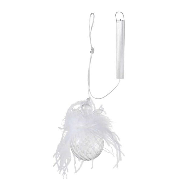 CHRISTMAS BAUBLES ANGEL+LED+FEATHER GLASS CLEAR SMALL