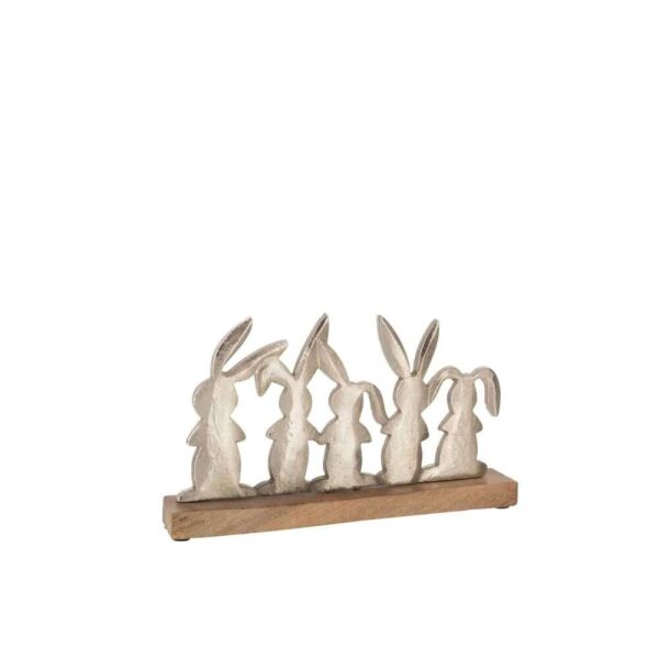 RABBITS ON A ROW MANGO WOOD/IRON SILVER NATURAL