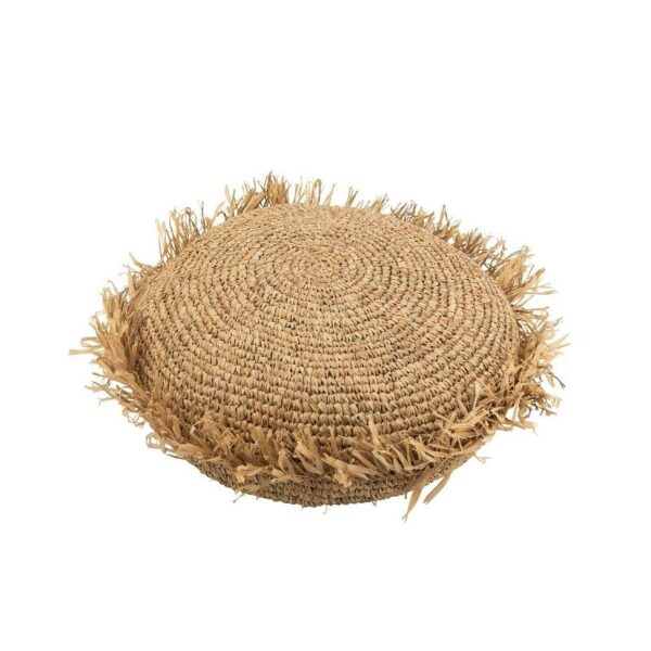 CUSHION ROUND RAFFIA NATURAL