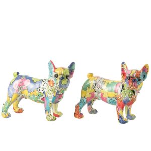 BULLDOG EYES STANDING POP-ART POLYRESIN ASSORTMENT OF 2