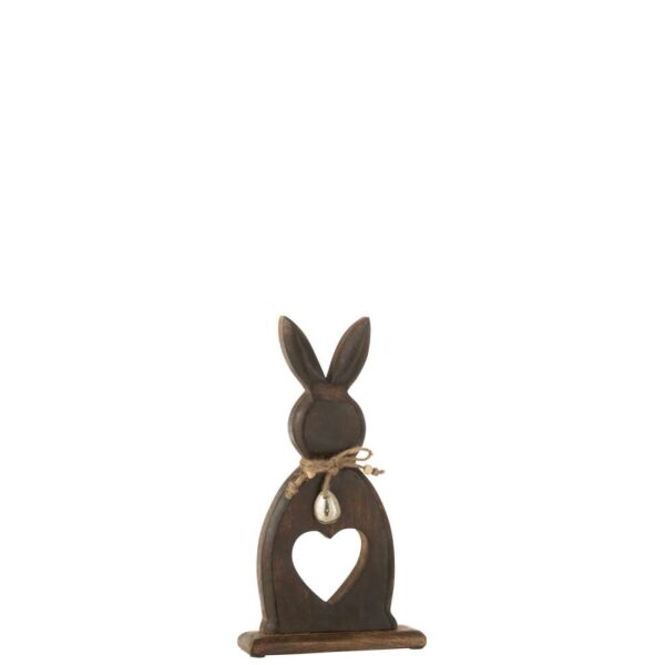 RABBIT HEART+EGG MANGO WOOD DARK BROWN SMALL