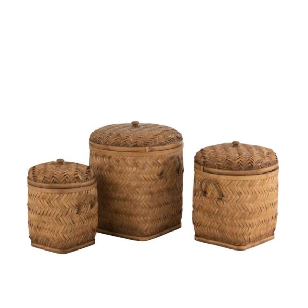 SET OF THREE STORAGE BASKETS BAMBOO NATURAL