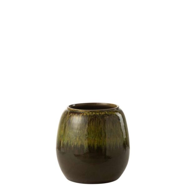 FLOWER POT OLIVE CERAMIC GREEN