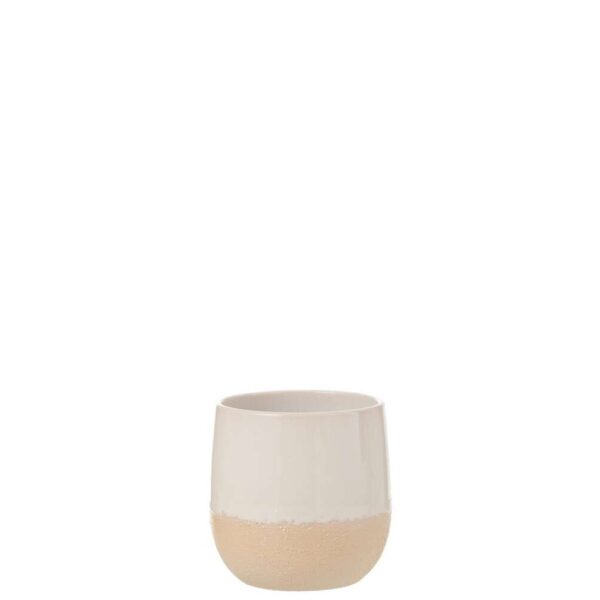FLOWERPOT MARU CERAMIC BEIGE WHITE SMALL