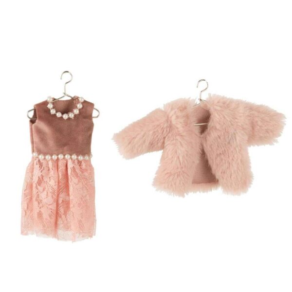 HANGER MINI COAT/DRESSES TEXTILE ANTIQUE/LIGHT PINK ASSORTMENT OF 2