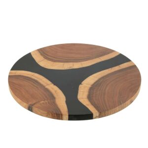 CUTTING BOARD ROUND ACACIA WOOD/RESIN NATURAL/BLACK