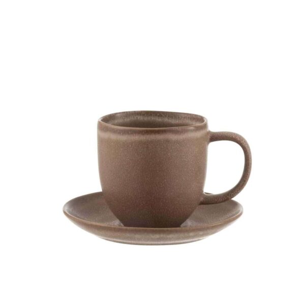 MUG+COASTER LOUISE CERAMIC COGNAC