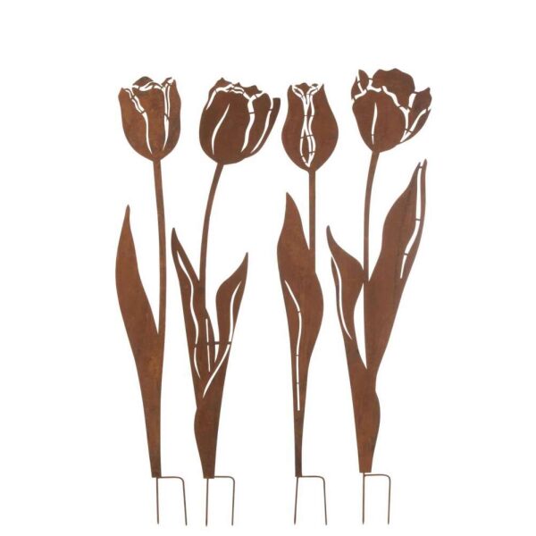 DECORATION GARDEN FLOWERS IRON RUST LARGE ASSORTMENT OF 4