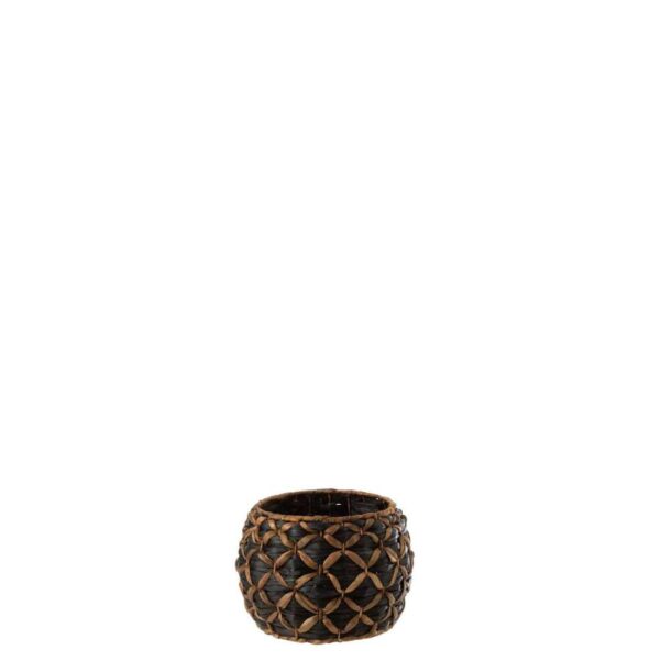 BASKET RONI BALL WATER HYACINTH BLACK/BROWN SMALL
