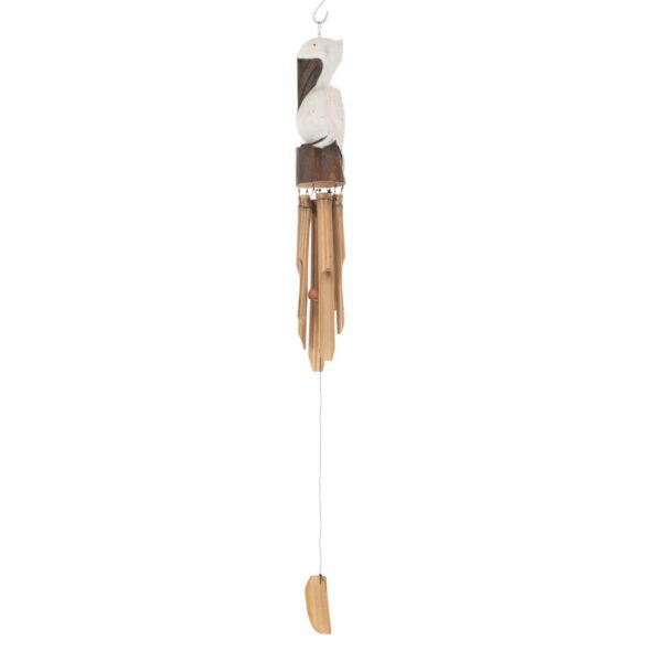 WIND CHIME PELICAN ALBASIA WOOD/BAMBOO WHITE/BROWN