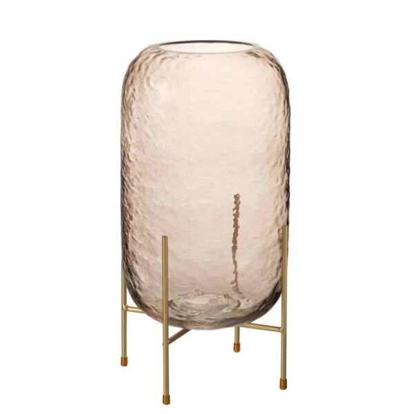 VASE ROUND +BASE GLASS BROWN/GOLD LARGE