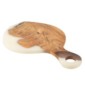 CUTTING BOARD MODERN ACACIA WOOD/RESIN NATURAL/WHITE