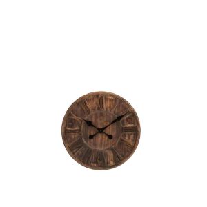 CLOCK WOODEN DISC ROMAN NUMERALS MDF BROWN SMALL
