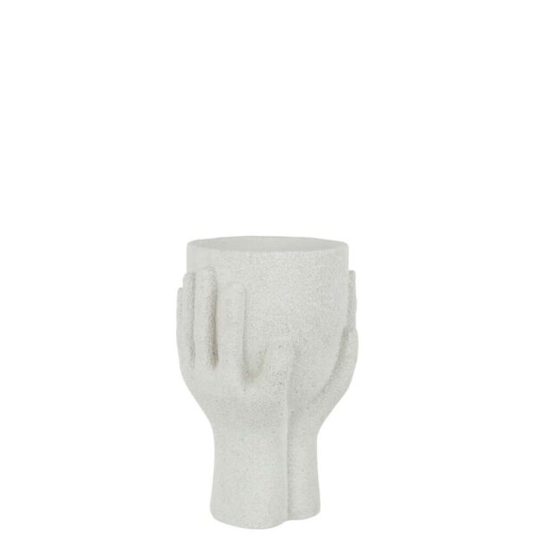 FLOWERPOT HANDS CEMENT WHITE LARGE