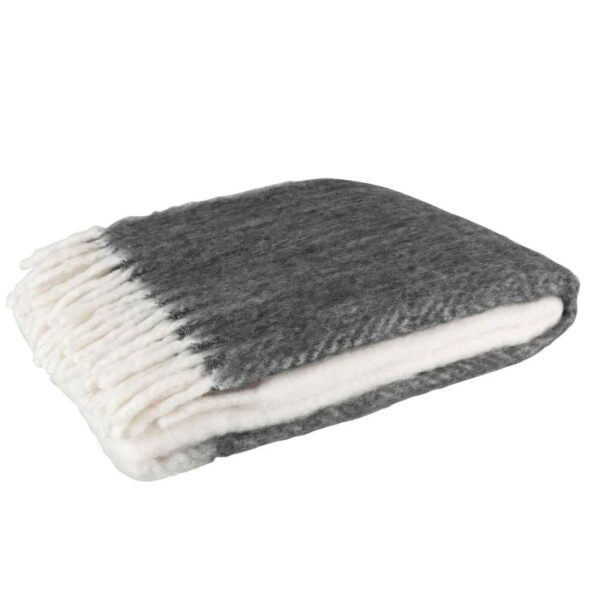PLAID BORDER ACRYLIC/WOOL BLACK/WHITE