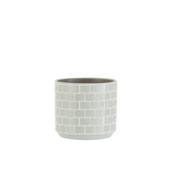 FLOWERPOT SHINY SQUARE CERAMIC BLUE MEDIUM