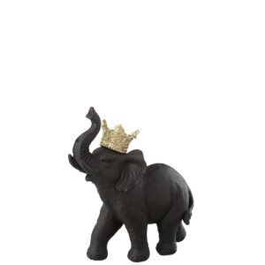 ELEPHANT CROWN STANDING RESIN BLACK/GOLD