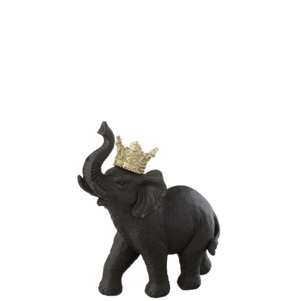 ELEPHANT CROWN STANDING RESIN BLACK/GOLD