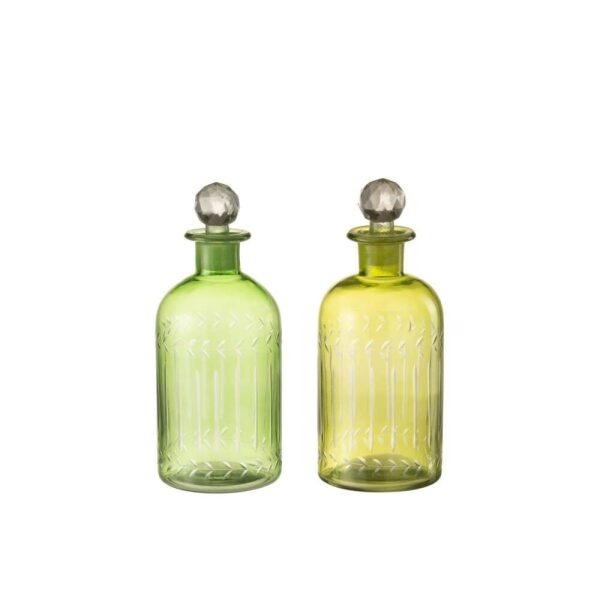 CARAFE LEAVES GLASS GREEN LARGE ASSORTMENT OF 2