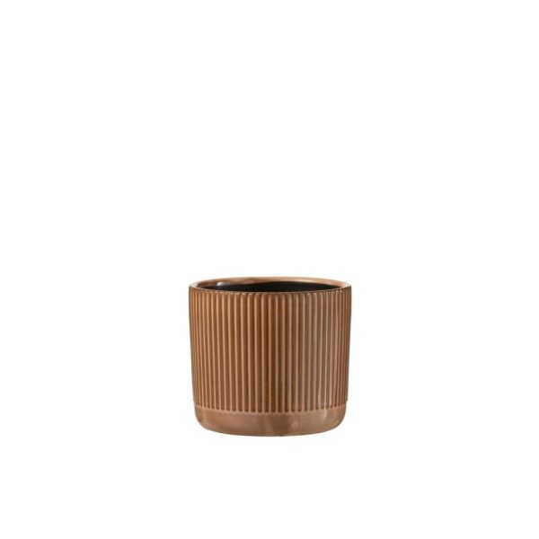 FLOWERPOT LINE CERAMIC ORANGE/BEIGE SMALL