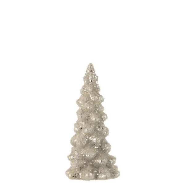 CHRISTMAS TREE DECO SUGAR GLASS SHINY LIGHT GREY/SILVER SMALL