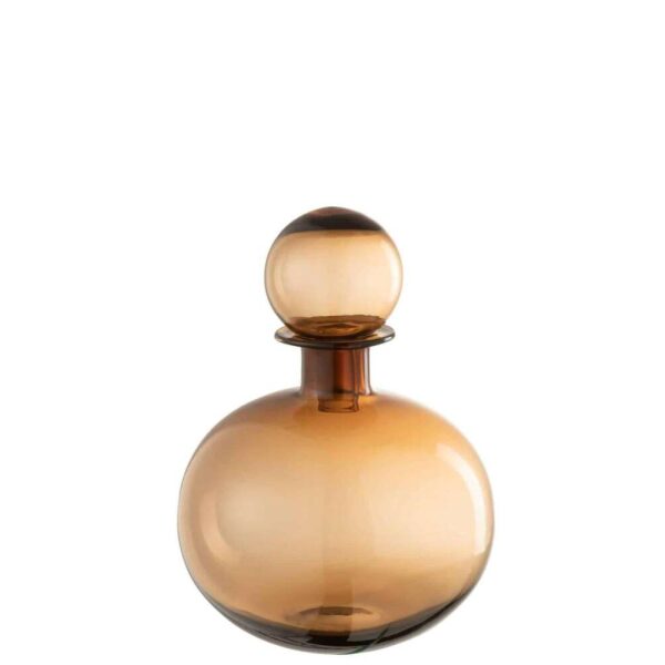 BOTTLE+PLUG REGULAR DECORATIVE ROUND GLASS BROWN