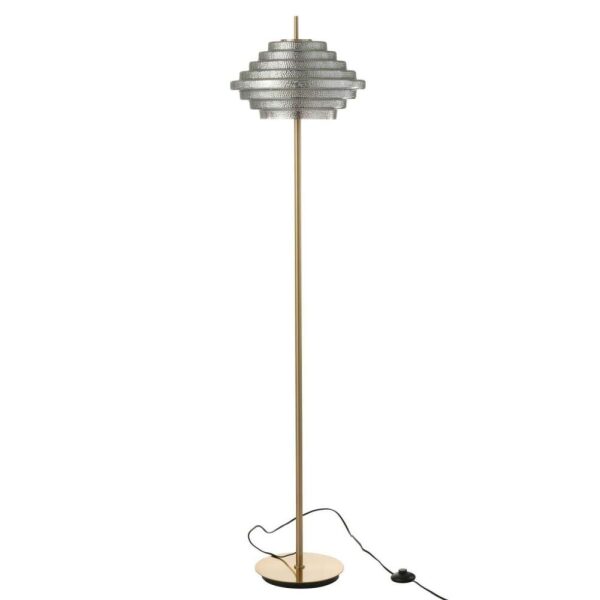 LAMP ON FOOT LED GOLD METAL/GLASS SMOKED