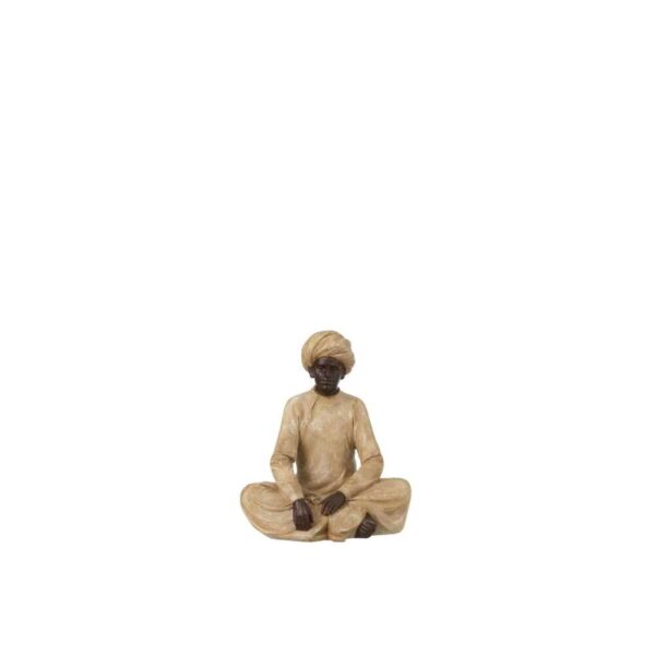 INDIAN FIGURE SITTING POLY BEIGE/BROWN SMALL