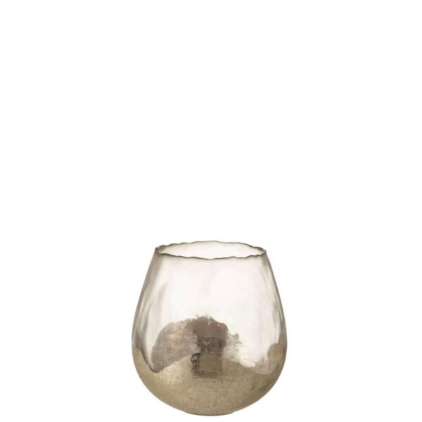 TEALIGHT HOLDER ZOE ROUND GLASS GOLD MEDIUM