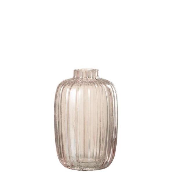 VASE LINES GLASS PINK SMALL